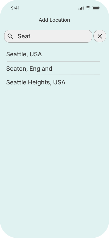 Weather App location search